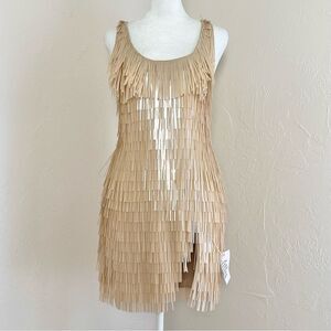 NWT ASOS DESIGN Scoop Neck Mini Dress w/ Shard Sequins Stone / Nude Beige 2